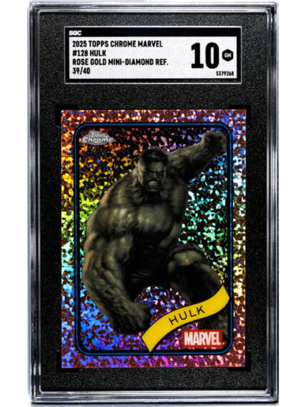 2025 Topps Chrome Marvel Hulk #128 Rose Gold Mini-Diamond Refractor /40